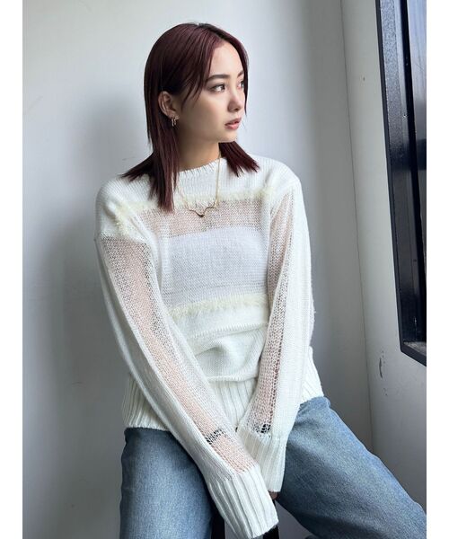 EMODA(エモダ)の「メッシュルーズニット(ニット/セーター・レディース・ホワイト/ブラック/その他・FREE)」の13枚目の写真