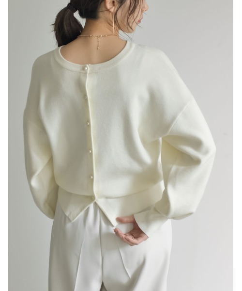 Re:EDIT（リエディ）の「前後2WAYパールボタンニットカーディガン（カーディガン/ボレロ・レディース・チャコールグレー/ホワイト/ブラック・MEDIUM/LARGE）」の13枚目の写真