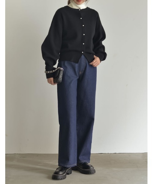 Re:EDIT（リエディ）の「前後2WAYパールボタンニットカーディガン（カーディガン/ボレロ・レディース・チャコールグレー/ホワイト/ブラック・MEDIUM/LARGE）」の12枚目の写真