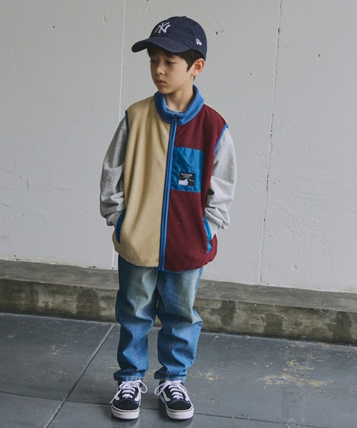 PAIRMANON STREET（ペアマノンストリート）の「【PAIRMANON STREET】マイクロフリース クレイジーカラー 配色 総柄 ベスト（ベスト・キッズ・ブラック系その他2/アイボリー/グレイッシュベージュ/グリーン系その他/その他/ブラック系その他・100/140/130/90/110/120/150）」の8枚目の写真