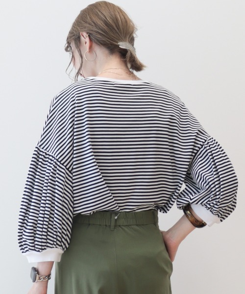 AMERICAN HOLIC(アメリカンホリック)の「袖ギャザー7分袖カットプルオーバー(Tシャツ/カットソー・レディース・その他7/ライトイエロー/グレー/オフホワイト/ブラック・L/M)」の12枚目の写真