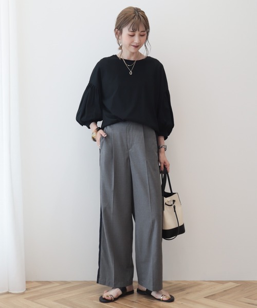 AMERICAN HOLIC(アメリカンホリック)の「袖ギャザー7分袖カットプルオーバー(Tシャツ/カットソー・レディース・その他7/ライトイエロー/グレー/オフホワイト/ブラック・L/M)」の14枚目の写真