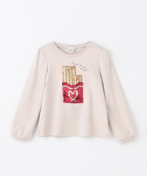 ANY(エニィ)の「ミラクルスパンコール 長袖 Tシャツ(Tシャツ/カットソー・キッズ・ローズ系/ブラック系1/ベージュ系・120/110/130/100)」の8枚目の写真