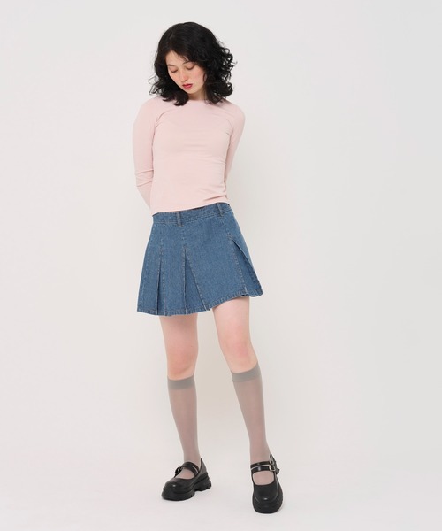 TINA:JOJUN ティーナジョジュン ミニ丈 デニムスカート Mサイズ TINA:JOJUN(ティーナジョジュン)の「ヒッコリー デニムミニ