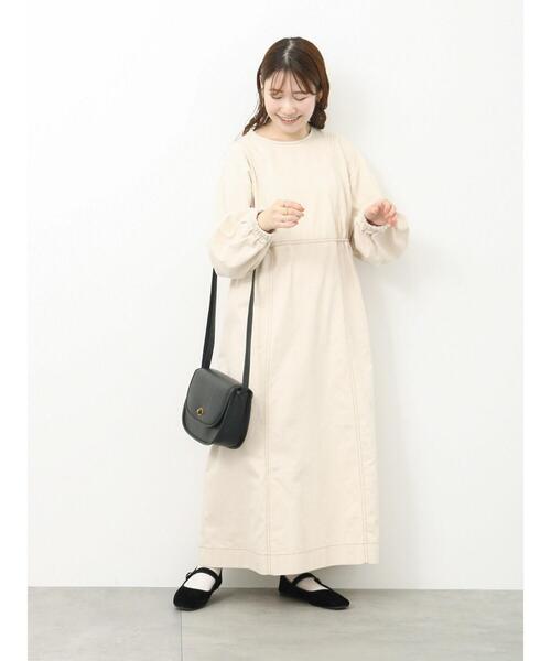 ehka sopo(エヘカソポ)の「配色ステッチワンピース(ワンピース・レディース・キナリ/ダークオレンジ/ブラック・F)」の9枚目の写真