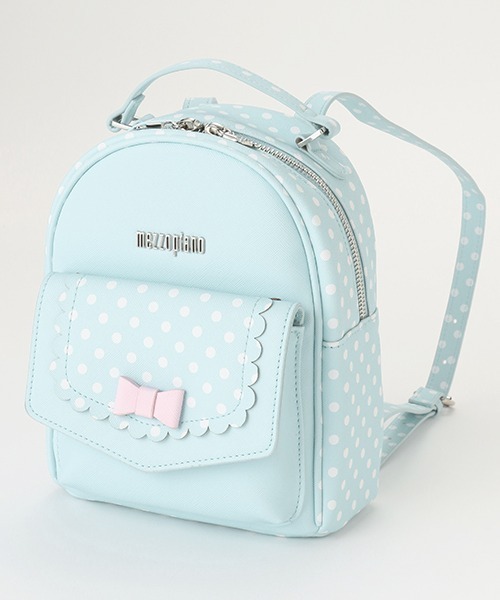 mezzo piano（メゾピアノ）の「ドット柄　ミニリュック（バックパック/リュック・キッズ・ライトピンク/ライトブルー・F）」の2枚目の写真
