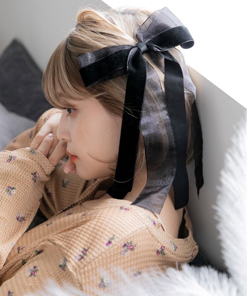 Dita Muaj.(ディータムアージュ)の「ベロアシフォンリボンバレッタ(バレッタ/ヘアクリップ・レディース・ブラック・FREE)」の1枚目の写真