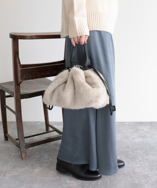 CACHELLIE（カシェリエ）の「【Cachellie/カシェリエ】ファードロストショルダートートバッグ（トートバッグ・レディース・ブラウン/キナリ・FREE）」の5枚目の写真