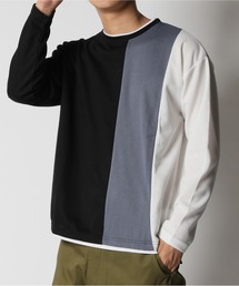 異素材切り替え 長袖カットソー ロングスリーブ Tシャツ NEOSARTIC