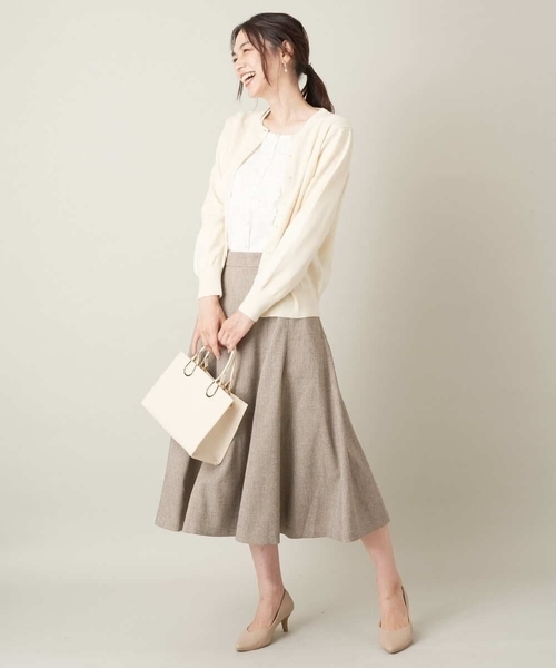 a.v.v（アーヴェヴェ）の「【イージーケア】ウールライク切替フレアスカート（スーツスカート・レディース・ベージュ/ブラック・34/42/38/36/40）」の12枚目の写真
