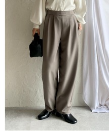ハイウエストタック入りワイドスラックスカーブパンツ