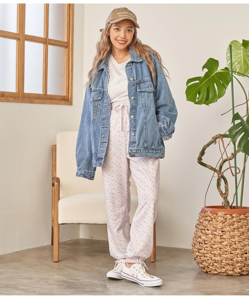 anap mimpi（アナップミンピ）の「小花柄 ジョガー 裏毛 スウェット パンツ【セットアップ対応】（スウェットパンツ・レディース・ピンク/ダークグレー/アイボリー・FREE）」の18枚目の写真