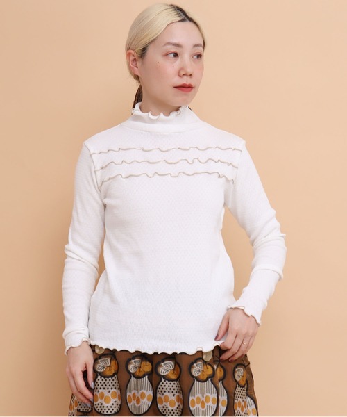 peu pres（プープレ）の「配色メロウタックテレコ長袖（Tシャツ/カットソー・レディース・ホワイト/ブラック・FREE）」の7枚目の写真