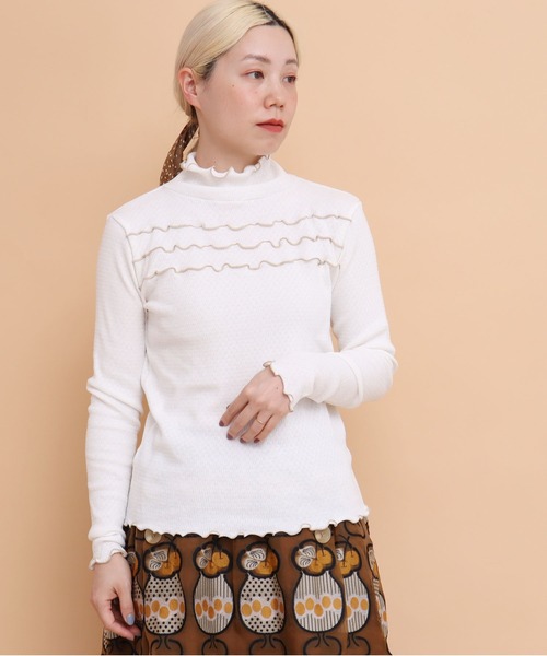 peu pres（プープレ）の「配色メロウタックテレコ長袖（Tシャツ/カットソー・レディース・ホワイト/ブラック・FREE）」の13枚目の写真