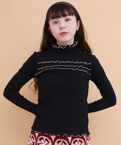 peu pres（プープレ）の「配色メロウタックテレコ長袖（Tシャツ/カットソー・レディース・ホワイト/ブラック・FREE）」の6枚目の写真