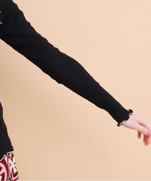 peu pres（プープレ）の「配色メロウタックテレコ長袖（Tシャツ/カットソー・レディース・ホワイト/ブラック・FREE）」の9枚目の写真