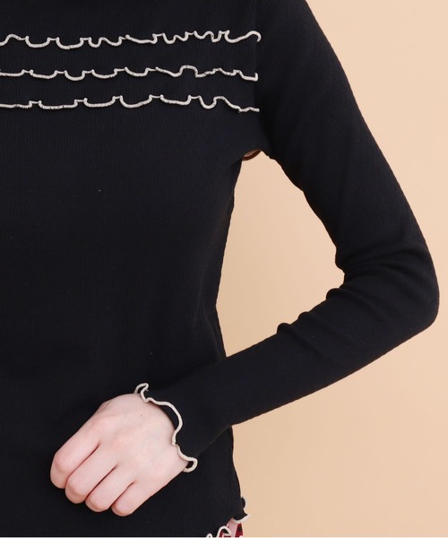 peu pres（プープレ）の「配色メロウタックテレコ長袖（Tシャツ/カットソー・レディース・ホワイト/ブラック・FREE）」の10枚目の写真