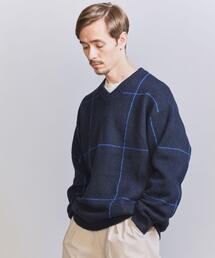 BEAUTY&YOUTH UNITED ARROWS（ビューティーアンドユースユナイテッドアローズ）の「ヘアリー ウィンドウペン Vネック ニット（ニット/セーター・メンズ）」