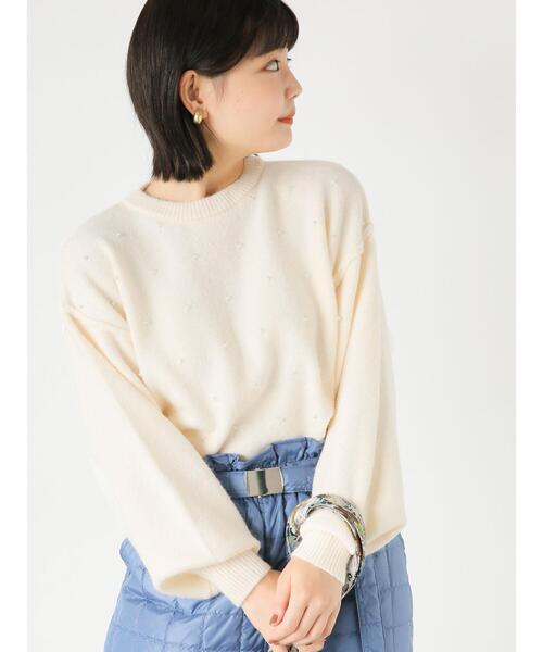 ehka sopo（エヘカソポ）の「パールニット（ニット/セーター・レディース・ブラック/キナリ/サックスブルー・F）」の2枚目の写真