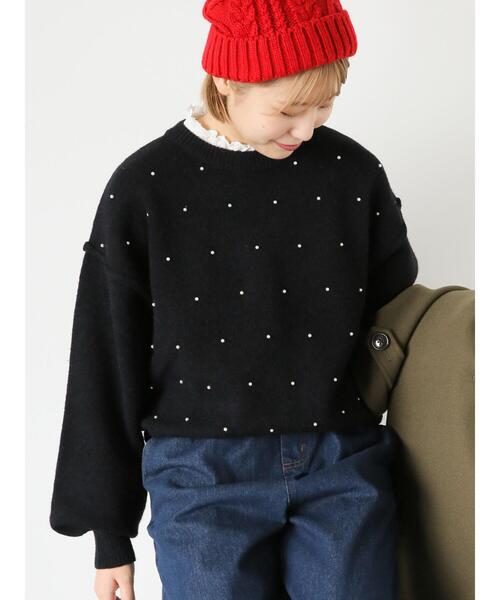 ehka sopo（エヘカソポ）の「パールニット（ニット/セーター・レディース・ブラック/キナリ/サックスブルー・F）」の3枚目の写真