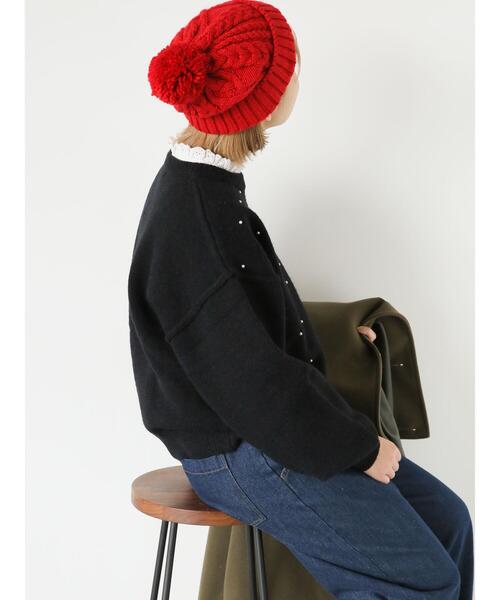 ehka sopo（エヘカソポ）の「パールニット（ニット/セーター・レディース・ブラック/キナリ/サックスブルー・F）」の8枚目の写真