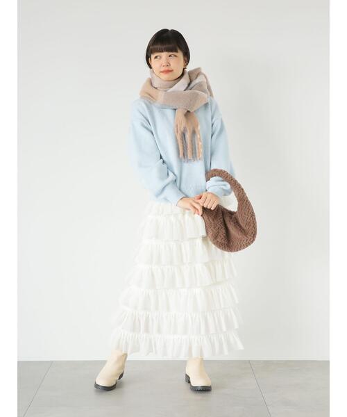 ehka sopo（エヘカソポ）の「パールニット（ニット/セーター・レディース・ブラック/キナリ/サックスブルー・F）」の13枚目の写真