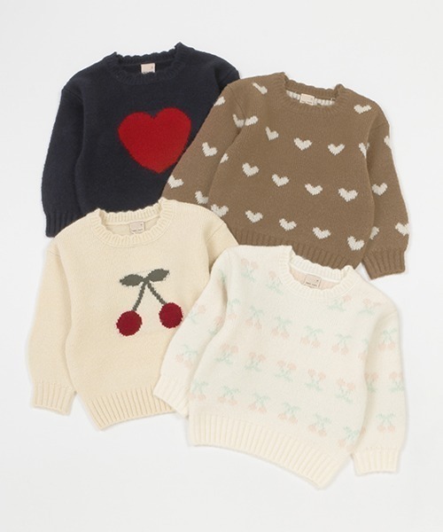 petit main（プティマイン）の「【フワもちっと/リンク】アソートニット（ニット/セーター・キッズ・ネイビー/オフホワイト/ライトピンク/ライトベージュ・S/M/L）」の5枚目の写真