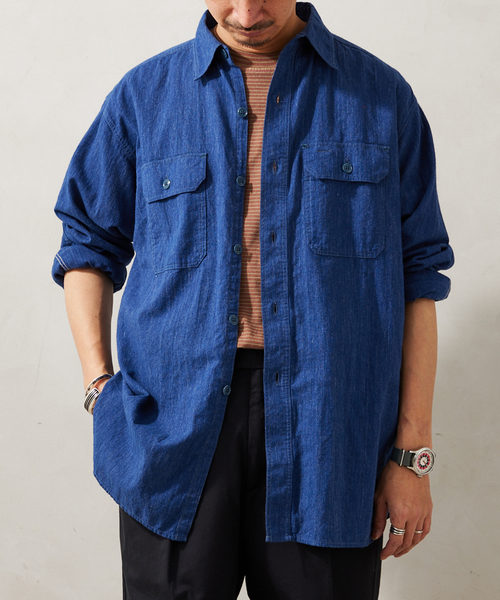 JOURNAL STANDARD relume（ジャーナルスタンダード　レリューム）の「Relume Jeans シャンブレーシャツ（シャツ/ブラウス・メンズ・ブラック/ダークブルー/パープル・MEDIUM/LARGE）」の2枚目の写真