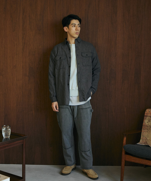 JOURNAL STANDARD relume（ジャーナルスタンダード　レリューム）の「Relume Jeans シャンブレーシャツ（シャツ/ブラウス・メンズ・ブラック/ダークブルー/パープル・MEDIUM/LARGE）」の4枚目の写真