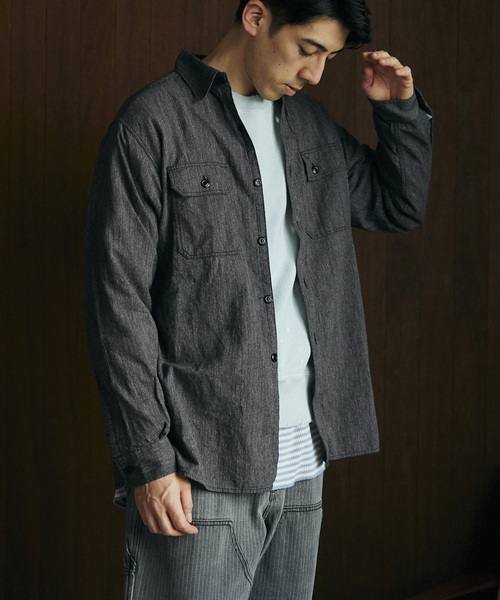 JOURNAL STANDARD relume（ジャーナルスタンダード　レリューム）の「Relume Jeans シャンブレーシャツ（シャツ/ブラウス・メンズ・ブラック/ダークブルー/パープル・MEDIUM/LARGE）」の13枚目の写真