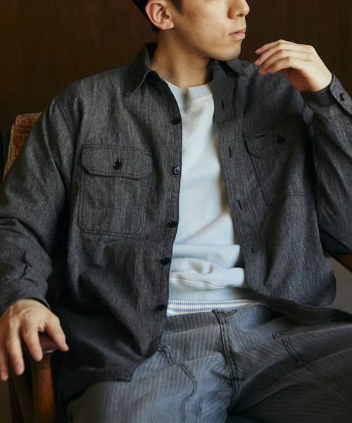 JOURNAL STANDARD relume（ジャーナルスタンダード　レリューム）の「Relume Jeans シャンブレーシャツ（シャツ/ブラウス・メンズ・ブラック/ダークブルー/パープル・MEDIUM/LARGE）」の18枚目の写真