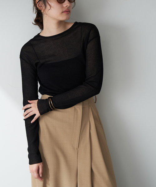 plage（プラージュ）の「《追加》SUPIMA SHEER WAFFLE Tシャツ（Tシャツ/カットソー・レディース・ホワイト/ブラック・FREE）」の9枚目の写真