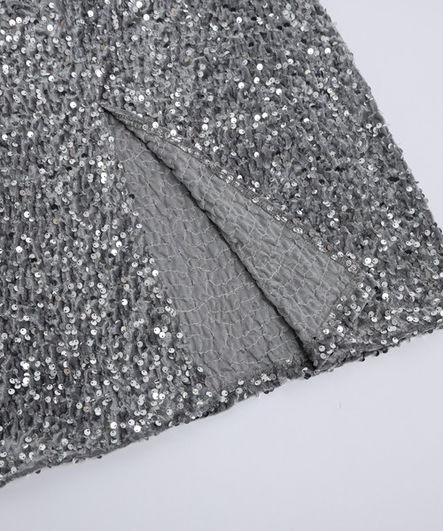 AMELY（エミリー）の「スパンコールロングスカート（スカート・レディース・グレー/ブラック・フリー）」の6枚目の写真