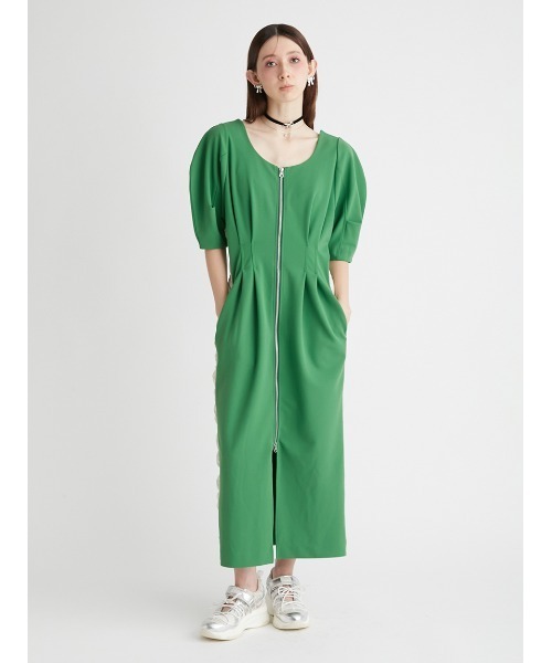FURFUR グリーン ワンピース FURFUR（ファーファー）の「サイドラインポンチジップワンピース
