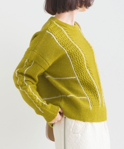 FURRY（ファーリー）の「ファンシーラインケーブルプルオーバー（ニット/セーター・レディース・黄土色系1/ライトブルーグレー/ブラック×ブラック/オフホワイト・FREE）」の20枚目の写真