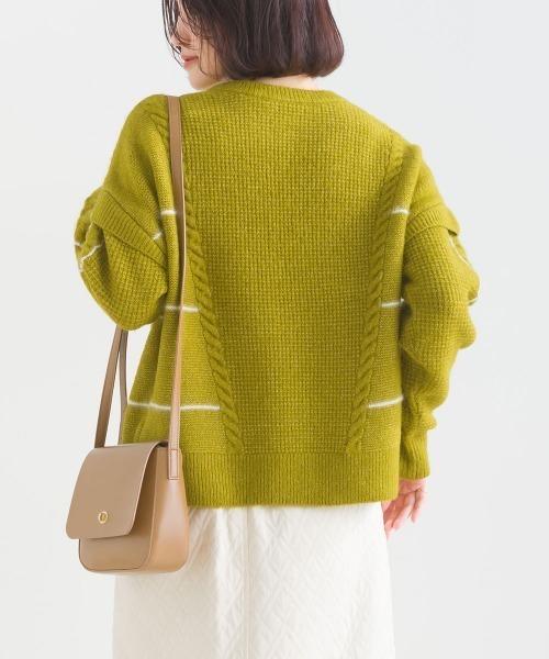 FURRY（ファーリー）の「ファンシーラインケーブルプルオーバー（ニット/セーター・レディース・黄土色系1/ライトブルーグレー/ブラック×ブラック/オフホワイト・FREE）」の19枚目の写真