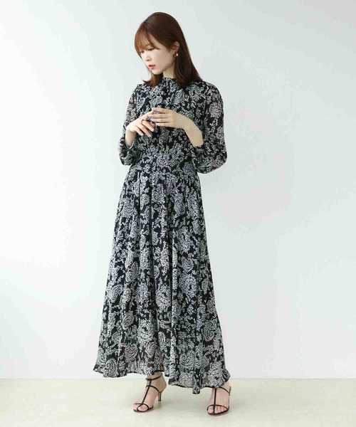 Jines（ジネス）の「ペイズリースタンドカラーワンピース（ワンピース  