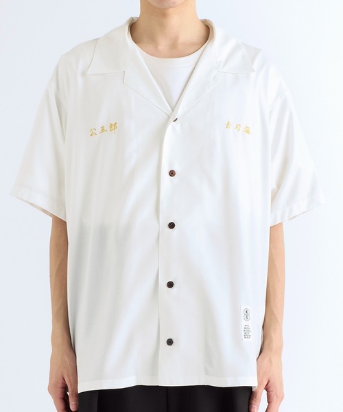 24SS sulvam KOZABURO EMBROIDERY シャツ KOZABURO x sulvam 刺繍スカ開襟シャツ | KOZABURO | ハリウッド