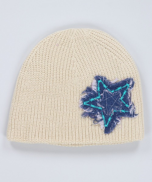 SPINNS（スピンズ）の「デニムスターデザイン ニットキャップ（ニットキャップ/ビーニー・メンズ・ブラック/オフホワイト/グレー・ONESIZE）」の2枚目の写真