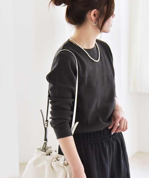 SHIPS for women / シップスウィメン quaranciel:〈洗濯機可能〉ワッフル クルーネック ラウンドヘム カットソー quaranciel:〈洗濯機可能〉ワッフル クルーネック ラウンドヘム