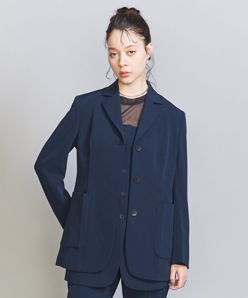 BEAUTY&YOUTH UNITED ARROWS(ビューティーアンドユースユナイテッドアローズ)の「ポリエステルブレンド スリムウエスト ジャケット(テーラードジャケット・レディース・ネイビー・S/M)」の2枚目の写真