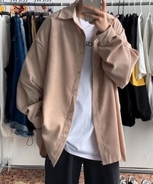 【WARAIJOGO】オーバーサイズコーデュロイドロップショルダー長袖シャツ(NEZ)