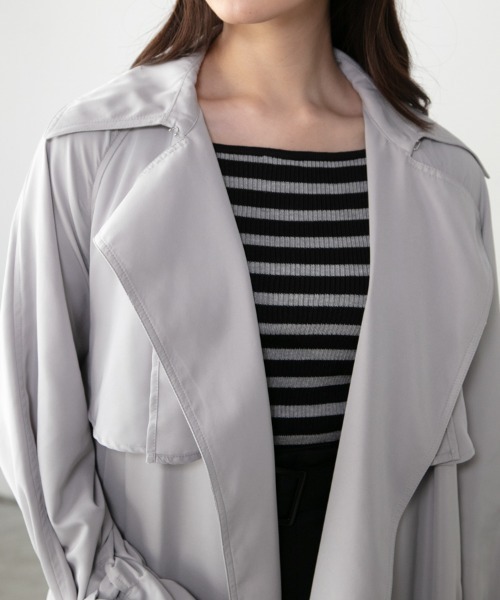 M.deux（エムドゥ）の「◎エアリートッパートレンチコート◎（トレンチコート・レディース・ベージュ/ライトグレー・MEDIUM）」の8枚目の写真