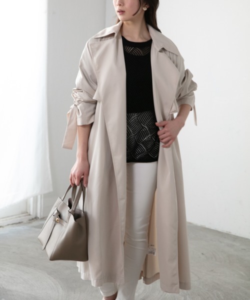 M.deux（エムドゥ）の「◎エアリートッパートレンチコート◎（トレンチコート・レディース・ベージュ/ライトグレー・MEDIUM）」の15枚目の写真