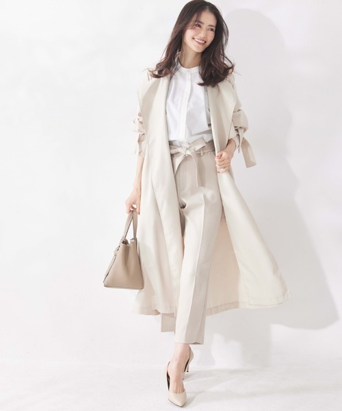M.deux（エムドゥ）の「◎エアリートッパートレンチコート◎（トレンチコート・レディース・ベージュ/ライトグレー・MEDIUM）」の14枚目の写真