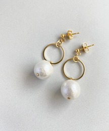 【As】【アレルギー対応】サージカルステンレス　コットンパール　デザインピアス(MA)