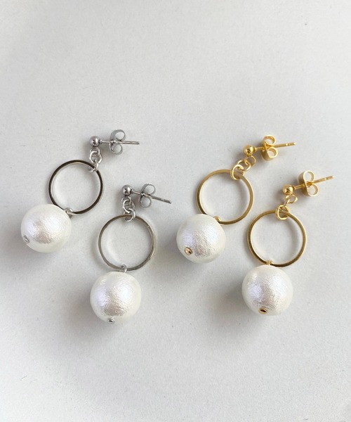tone(トーン)の「【As】【アレルギー対応】サージカルステンレス コットンパール デザインピアス(MA)(ピアス(両耳用)・レディース・ゴールド/シルバー系3/ゴールド系2/シルバー/シルバー系2/ゴールド系3・FREE)」の7枚目の写真