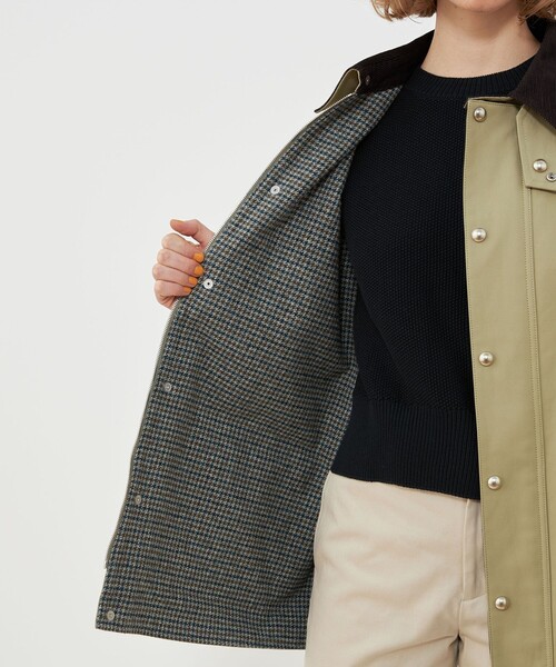 ギャルリーヴィー　コットンウールギャバジン カラーレスショートコート ギャルリーヴィー コットンウールギャバジン カラーレスショートコート