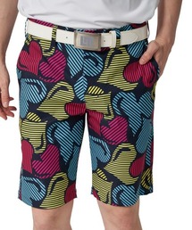 LOUDMOUTH/ラウドマウス ゴルフウェア ブランド ロゴ 吸汗速乾 UVカット ストレッチ 総柄 ショートパンツ ハーフパンツ