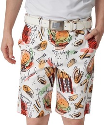 LOUDMOUTH/ラウドマウス ゴルフウェア ブランド ロゴ 吸汗速乾 UVカット ストレッチ 総柄 ショートパンツ ハーフパンツ